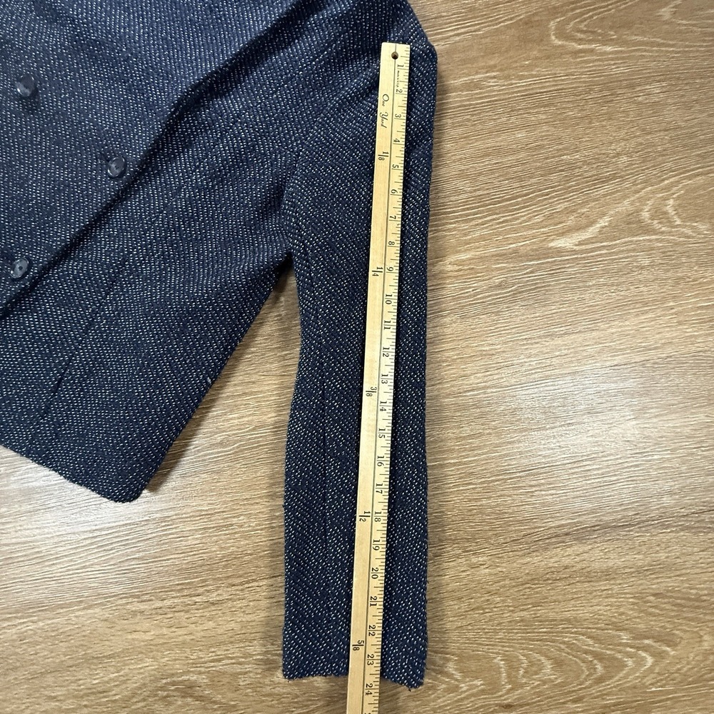 LOFT Womens L Textured Double Breasted Jacket Navy Blue Funnel Neck Career NWT - Picture 9 of 10